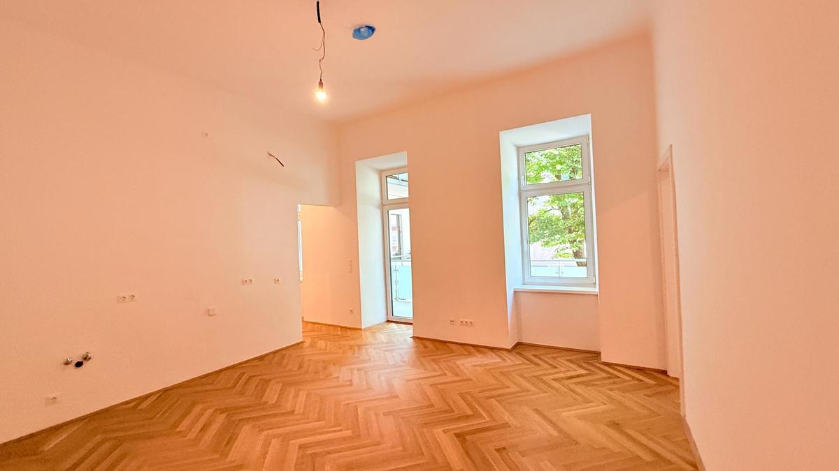 Blick zum Balkon