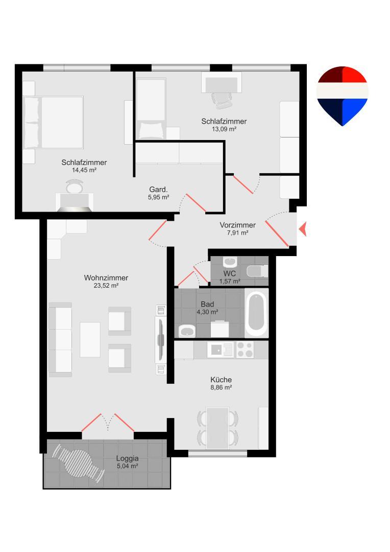 14. Eigentumswohnung 1140 Wien - Grundriss