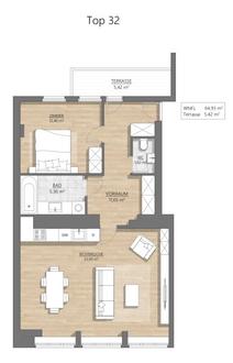 Nähe U3!  Sonnige 64,7 m2 Terrassenwohnung (2 Zimmer) im Dachgeschoss