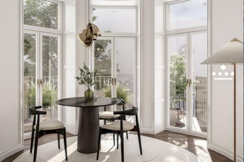 Smart geplante Wohnung mit großen Fenstern und Balkon in den Innenhof im Projekt GRACE!