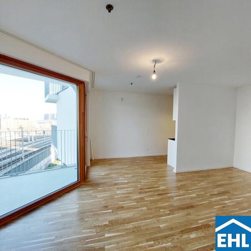 Sonnwendviertel: 1-Zimmer-Wohnung mit Balkon im 19. OG - Fitnessraum, Co-Working & Rooftop-Terrasse inklusive!