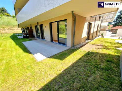 Jetzt Sonderaktion nutzen! Den Sommer bereits im eigenen Garten verbringen! TOP Neubauwohnung mit viel Freiraum! Traumhafter Eigengarten + 3 Zimmer + Grün wohin das Auge reicht + Luftwärmepumpe!