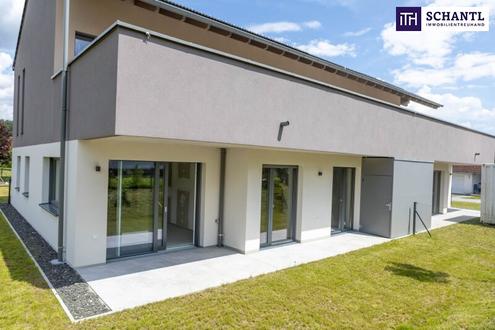 Sonnenverwöhnt Gartenwohnung mit 91m² Wohnfläche, riesiger Terrasse mit Grünblick und 115m² Eigengarten! BEZUGSFERTIG!