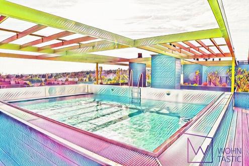 Pack die Badehose ein: Moderne 2-Zimmer-Wohnung mit Balkon & Pool am Dach