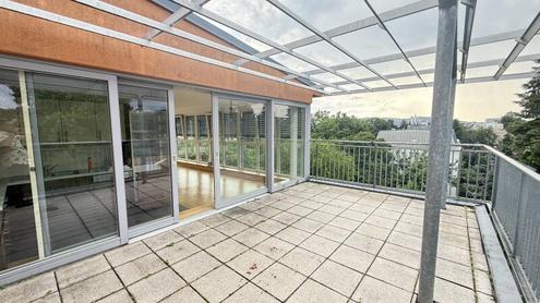 Klimatisierte Terrassenwohnung mit zwei Terrassen mit Ausblick auf das Schloss Schnbrunn und Steinhofkirche sowie opt. Stellplatz!