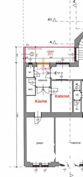 Grundriss mit eingereichter Loggia (noch nicht errichtet)