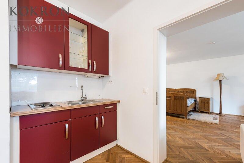 Apartment EG: Wohnschlafzimmer und Kchenzeile