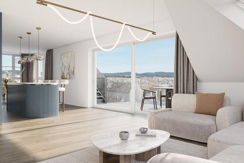 THE ARIK - Raum über der Stadt - 4 Zimmer im DG mit Terrasse & Parkblick