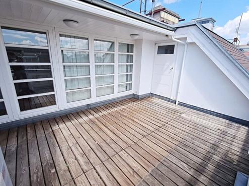 BÖRSE-NÄHE, DACHGESCHOSS, klimatisierte 157 m2 Maisonette mit 18 m2 Terrasse, 4 Zimmer, Küche, Wintergarten, 2 Bäder, Zelinkagasse
