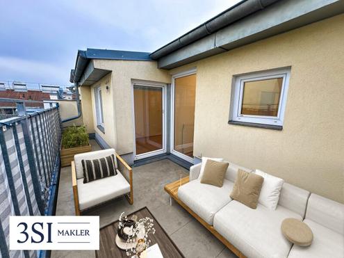 Dachgescho-Maisonette mit grozgiger Terrasse und Blick in den ruhigen Innenhof