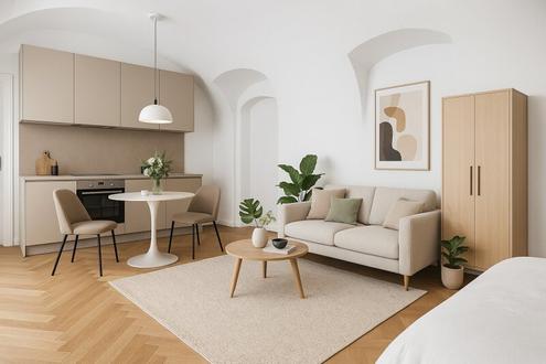 Hofseitiges Apartment mit schner Gewlbedecke! Fr Kurzzeitvermietung geeignet!