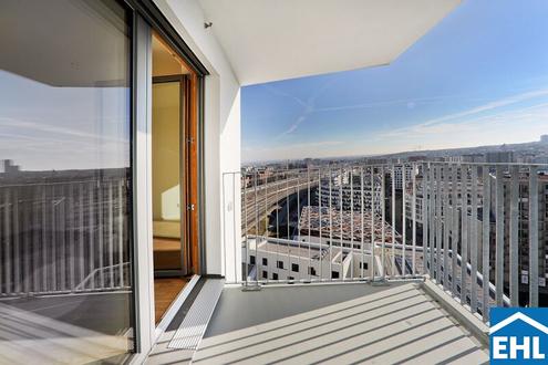 Sonnwendviertel: 1 Zimmer-Wohnung mit Balkon im 5. OG - Fitnessraum, Co-Working & Rooftop-Terrasse inklusive!