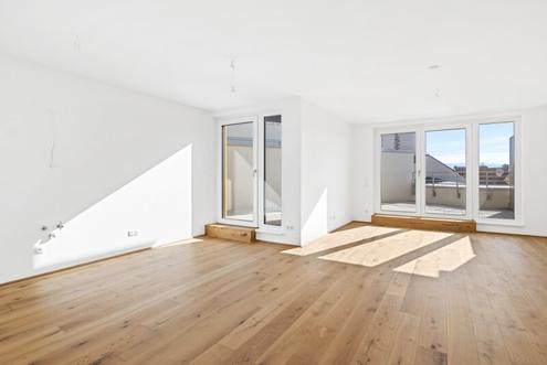 Wunderschner Erstbezug! Lichtdurchflutete 4-Zimmer-Dachgeschowohnung | Tischlerkche | Zwei Bder | Klimaanlage | Terrasse mit Weitblick und Privatsphre