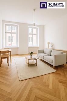 ***Altbau trifft Moderne - hochwertig sanierte 3-Zimmer-Wohnung mit Klimaanlage, Luftwärmepumpe, hofseitiger Terrasse & edler Ausstattung***