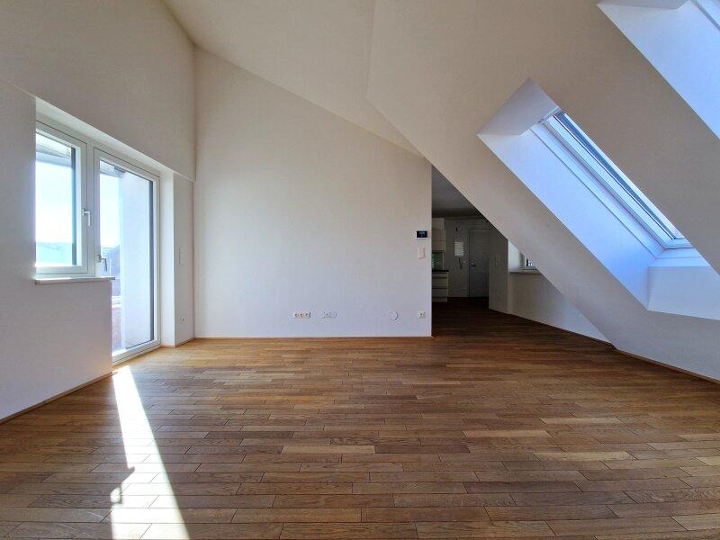 Wohn-/Schlafbereich mit Zugang zur Dachterrasse