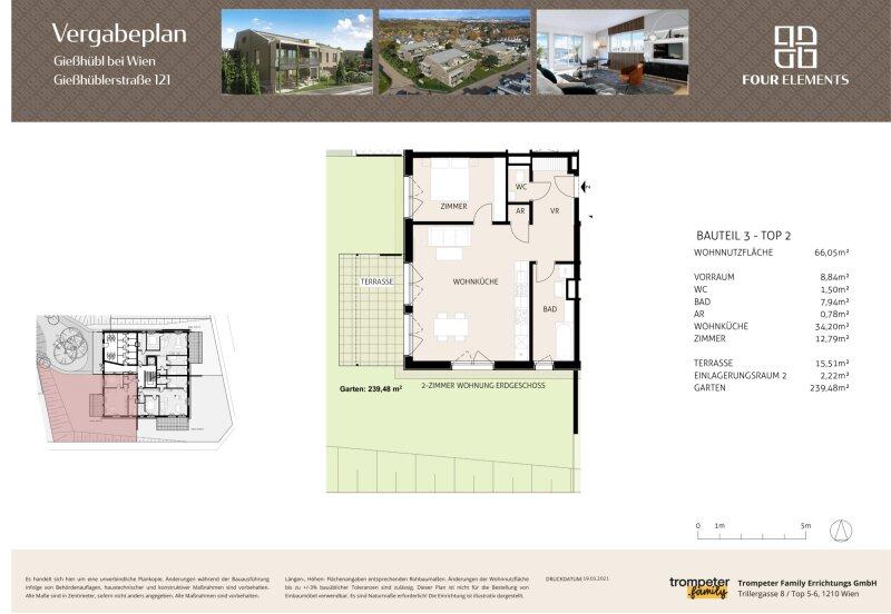 Grundriss Gartenwohnung, Giehbl, Trompeter Family