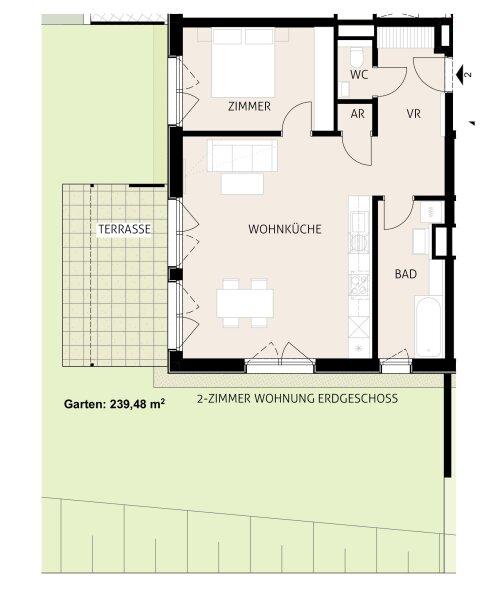 Grundriss Gartenwohnung, Giehbl, Lehner & Trompeter Bautr