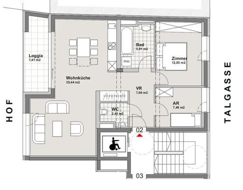Nahe Westbahnhof! Gut aufgeteilte 3-Zimmer-Wohnung mit Loggia zu vermieten!