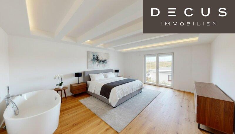 Einrichtungsvorschlag fr Schlafzimmer und offenes Bad