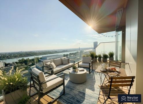 READY TO MOVE IN - VOLLMÖBLIERT - GRÜNBLICK - LUXURIÖSES WOHNEN MIT BLICK ÜBER WIEN - ERSTBEZUG - NEUBAU - HOCHHAUS - WOHNEN IM 20. STOCK  - PANORAMA BLICK ÜBER WIEN IN TOP LAGE DES 2.WIENERGEMEINDE BEZIRKES BEZIRKES