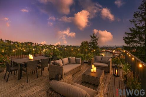 MINI VILLA AM HACKENBERG MIT CA. 37m² DACHTERRASSE UND IMPOSANTEM WEITBLICK AUF DIE CITY - EIGENGRUND IM KLEINGARTEN - GANZJÄHRIG BEWOHNBAR