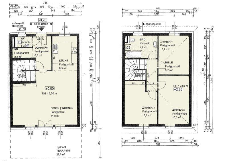 Grundriss Skizze Erdgescho und Obergescho