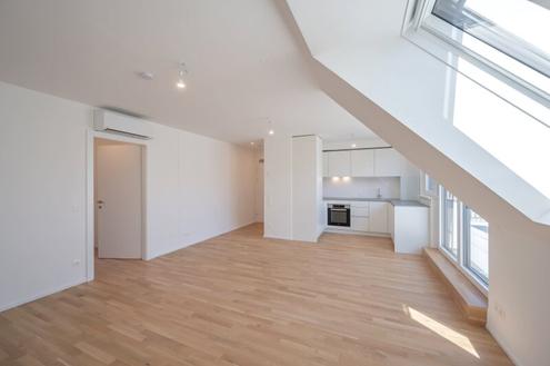 ASG IV-Qualitatives Wohnen in urbaner Lage: fantastischer 2-Zimmer Dachgeschoss-ERSTBEZUG mit BALKON! Provisionsfrei!