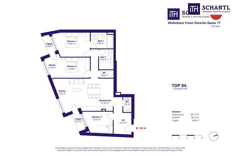 Grundriss Top 4, 1.Obergeschoss, schematische Darstellung