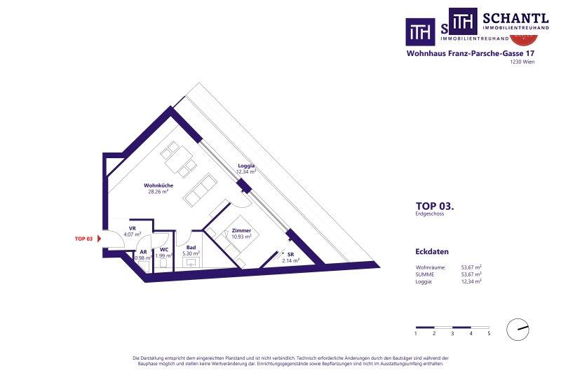 Grundriss Top 3, Erdgeschoss, schematische Darstellung