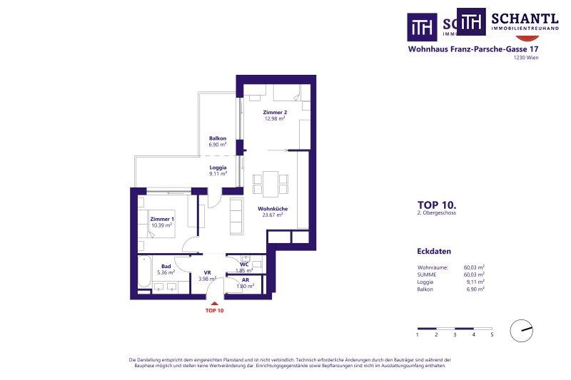 Grundriss Top 10, 2.Obergeschoss, schematische Darstellung