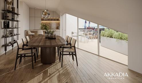 Modernes Dachgeschoss mit flexibler Raumaufteilung und Terrasse