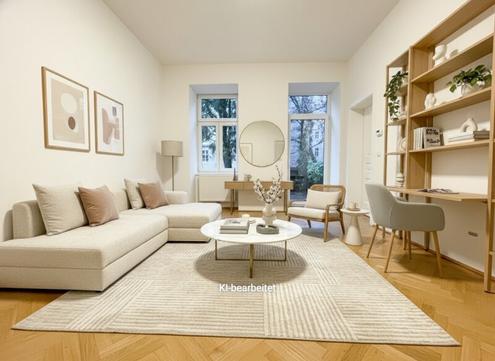 Gartenwohnung im 7. Bezirk: Ruhige 1-Zimmer Altbauwohnung mit 85 m� Garten & privatem Keller mit Gew�lbe