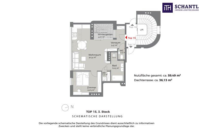 Grundriss Top 15, schematische Darstellung