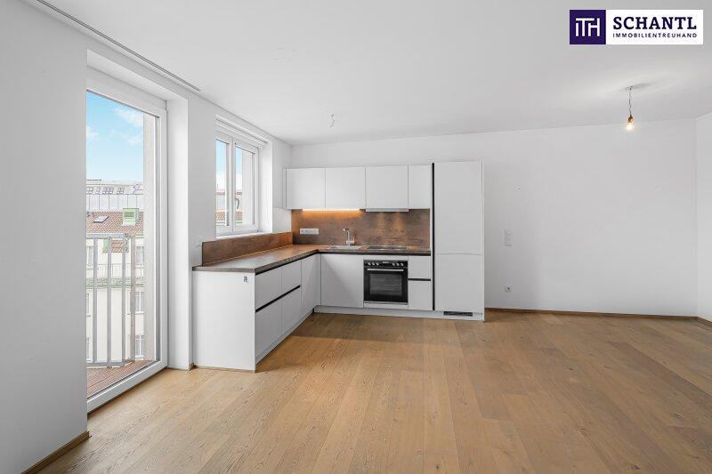 Wohn-, Essbereich, K�che, Zugang zum Balkon