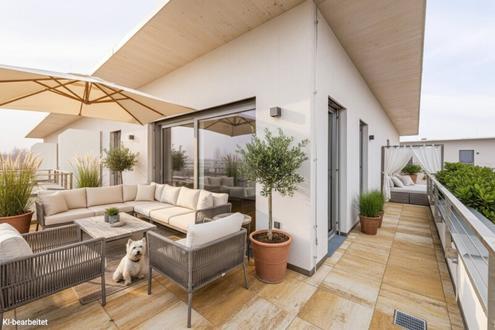 PROVISIONSFREI! Lichtdurchfluteter 4-Zimmer-Dachterrassentraum mit Fernblick | Zugang zur Terrasse von jedem Raum | Ideal f�r Familien und Freiheitsliebende | Sofort vermietbar