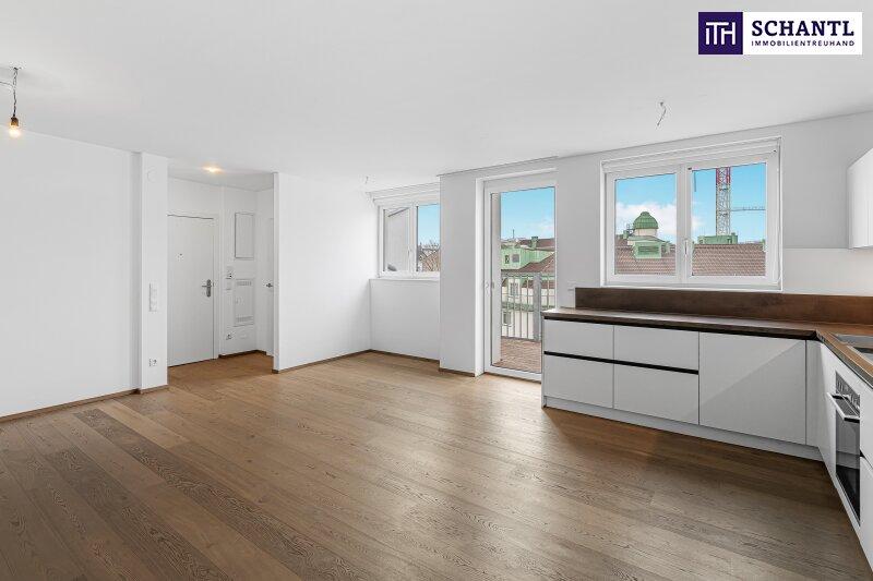 Wohn-, Essbereich, K�che, Zugang zum Balkon