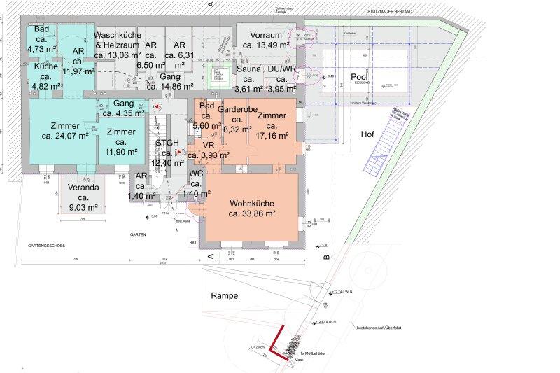 Grundriss Skizze Gartengescho� (Top 1 + 2)