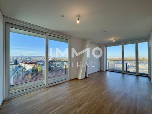 TOP-Ausblick: City mit Stephansdom, Donaukanal, Prater. Concierge, Party & BBQ Lounge, Pool usw.