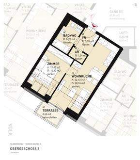 2-Zimmer-Neubauwohnung inkl Komplettk�che, Terrassen Au�enfl�che und Kellerabteil / HS17 B-42