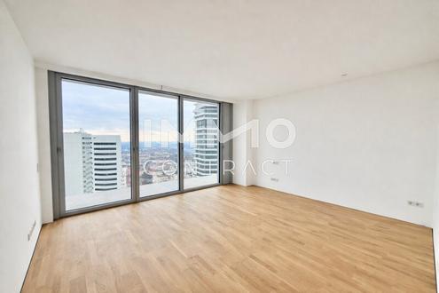 Sunrise over Vienna - Urbanes Ost-Studio im DC2 Tower mit Blick auf das Kaiserwasser - DC2