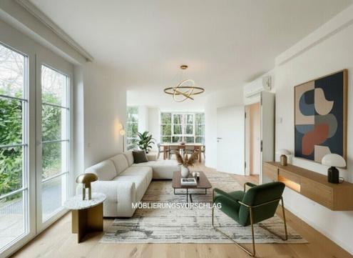 ERSTBEZUG nach Sanierung in kompletter RUHELAGE: klimatisierte 3-Zimmer-Gartenwohnung inkl. KFZ-Stellplatz und komplett unterkellert