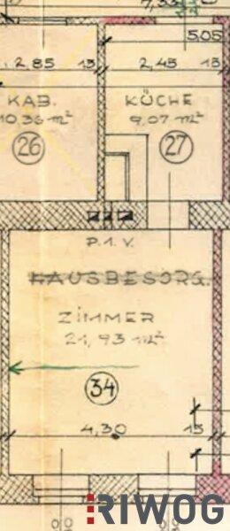Grundrissplan bestehend aus K�che und Wohnzimmer