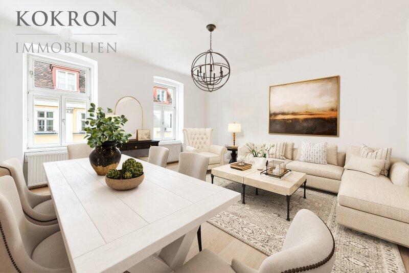 Wohn-/Schlafzimmer - virtuell eingerichtet