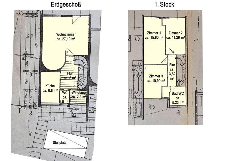 Grundriss Skizze EG + 1. Stock
