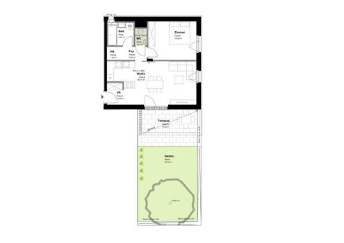 Wohnen im Wildgarten! Erstbezug! 2-Zimmer-Wohnung mit Garten zu vermieten!