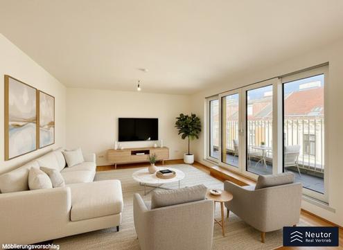 MOLLART LIVING - GRO�Z�GIGE DACHGESCHOSSWOHNUNG MIT TRAUMHAFTER TERRASSE - WOHNEN AM PULS DER ZEIT MIT AUSGEZEICHNETER U-BAHN ANBINDUNG MITTEN IN MARIAHILF