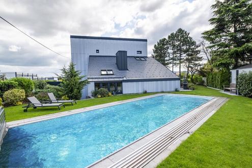 Au�ergew�hnliches Designerhaus mit viel Raum zur Entfaltung | 8 Zimmer, Edelstahlpool, Sauna, Weinkeller | Vereint Wohnen und Arbeiten | Barrierefrei