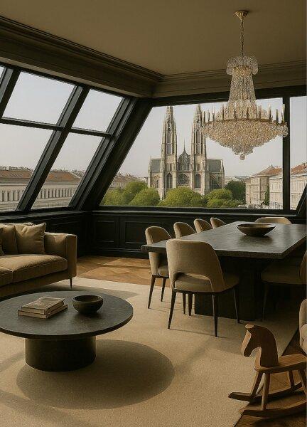 Wohnzimmer mit Blick auf die Votivkirche