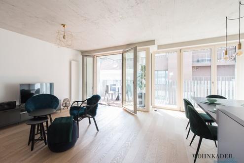 Vollm�blierte 3-Zimmer-Wohnung mit 2 Balkonen in preisgekr�nter Architektur