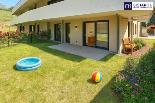 FR�HJAHRSAKTION! Barfu� ins Gras. Direkt vom Wohnzimmer aus. Den Sommer bereits im eigenen Garten verbringen! TOP Neubauwohnung mit viel Freiraum! 3 Zimmer + Gr�n wohin das Auge reicht + Luftw�rmepumpe!